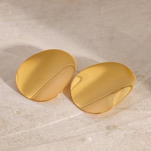 1 Pair Simple Style Solid Color Concave Shape Stainless Steel  Gold Color Women's Stud Earrings h5 